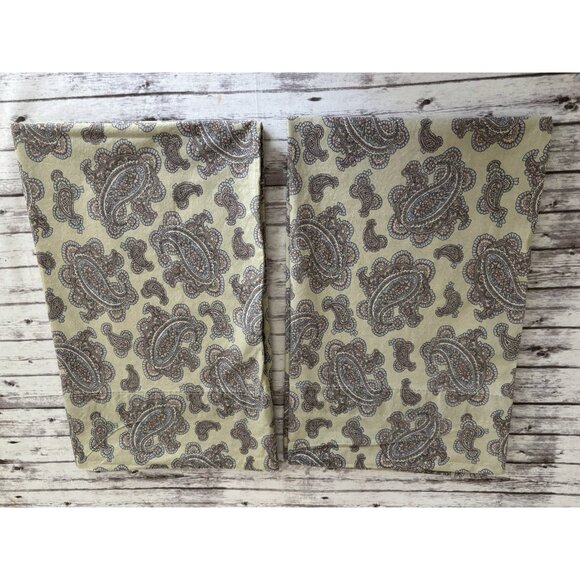 Ralph Lauren Standard  Studio Paisley Yellow Cotton Pillowcases PAIR - Picture 1 of 6